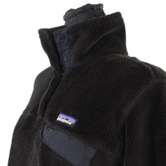 Patagonia Re-Tool Quarter Snap Neckline Black Fleece Pullover Jacket M Logo Top - Picture 4 of 8